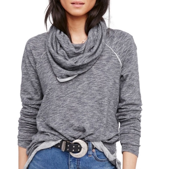 FREE PEOPLE BEACH Cowl Neck Cocoon Pullover Gray One Body - Picture 2 of 8